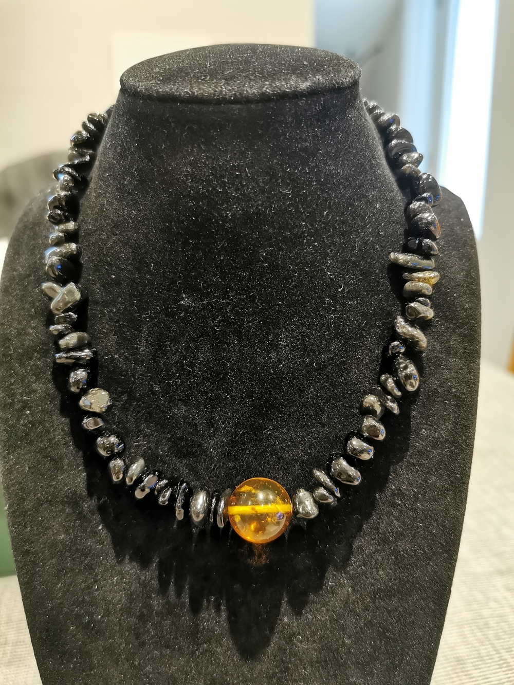 Authentic Dominican Amber & Black Tourmaline